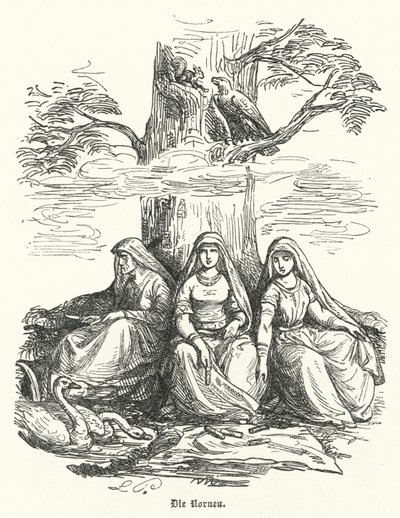 Las Nornas, seres femeninos de la mitología nórdica de German School