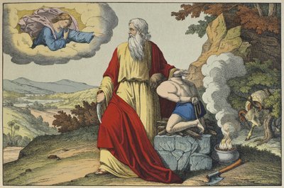 El sacrificio de Isaac por Abraham, ilustración de L
