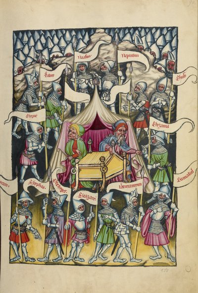 Las doce tribus de Israel de Weltchronik Ms 33 fol.94, c.1400-10 de German School
