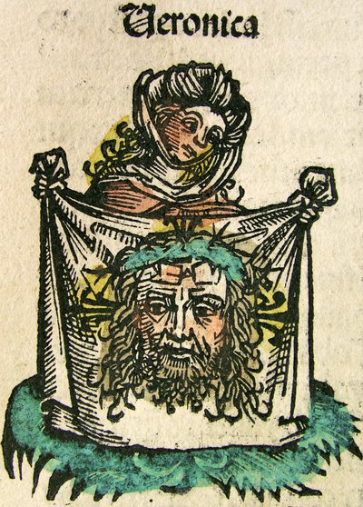 El velo de Verónica, publicado en la Crónica de Núremberg, 1493 de German School