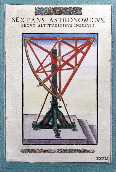 El sextante astronómico en “Astronomiae instituatae machanicia” por Tycho Brahe (1546 - 1601), Wandsbeck de German School