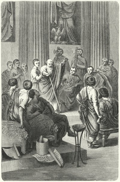 El ciego Apio Claudio Ceco hablando en el Senado Romano contra Cineas, el embajador de Pirro de Epiro, 279 a.C. de German School