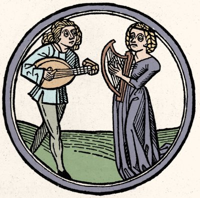 Los cuatro temperamentos: flemático (lento y apático). Xilografía, Augsburgo 1480 de German School