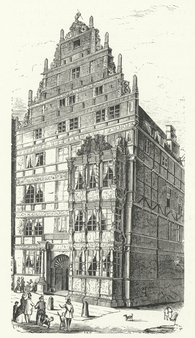 La casa del polímata alemán Gottfried Wilhelm Leibniz en Hannover (grabado) de German School