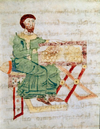 El cambista, antecesor del banquero Miniatura del manuscrito "De Universo" (o De rerum naturis (De la naturaleza de las cosas)) por Rabanus Maurus Magnentius (siglo IX). Archivo de la Abadía de Monte Cassino de German School