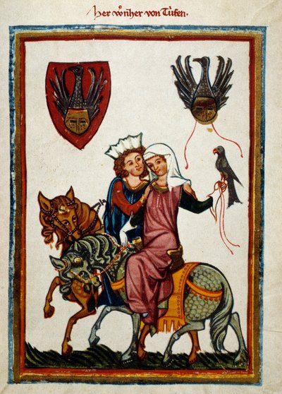 Los placeres de la caza: Rey Conradino de Hohenstaufen, Rey de Sicilia e Israel bajo el nombre de Conrad II, Duque de Suabia bajo el nombre de Conrad III y Rey de los Romanos bajo el nombre de Conrad V (1252-1268) cazando halcones de German School