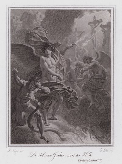 El alma de Judas camino al Infierno (grabado) de German School