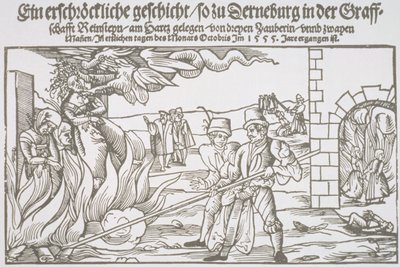 Tres Brujas Quemadas Vivas, ilustración de un panfleto de German School