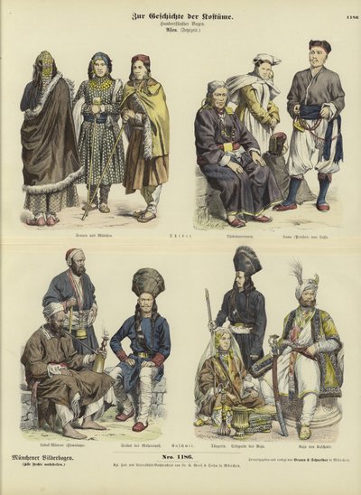 Trajes tibetanos y cachemires, siglo XIX de German School