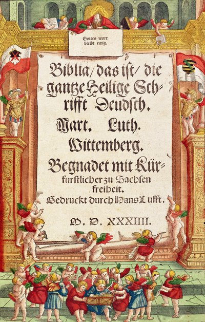 Página del título de la Biblia de Lutero, c.1530 de German School