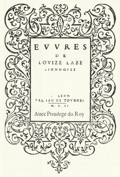 Portada de la primera edición de una obra de la poeta francesa Louise Labé de German School