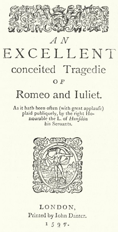 Portada de la primera edición en cuarto de Romeo y Julieta de Shakespeare (grabado) de German School