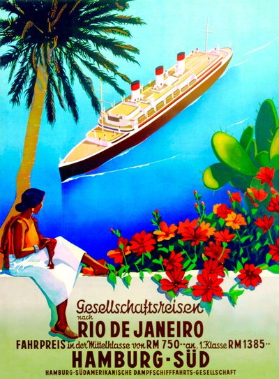 A Río de Janeiro", cartel publicitario de la línea sur de Hamburgo de German School