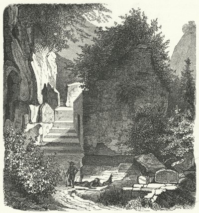 Tumba del poeta romano Virgilio, Posillipo, Nápoles (grabado) de German School