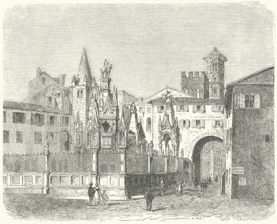 Tumbas de los Scaligeri, gobernantes medievales de Verona (grabado) de German School