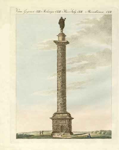 Columna de Trajano en Roma (grabado coloreado) de German School