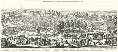 Viajeros visitando los manantiales curativos en el pueblo de Hornhausen, 1646 de German School