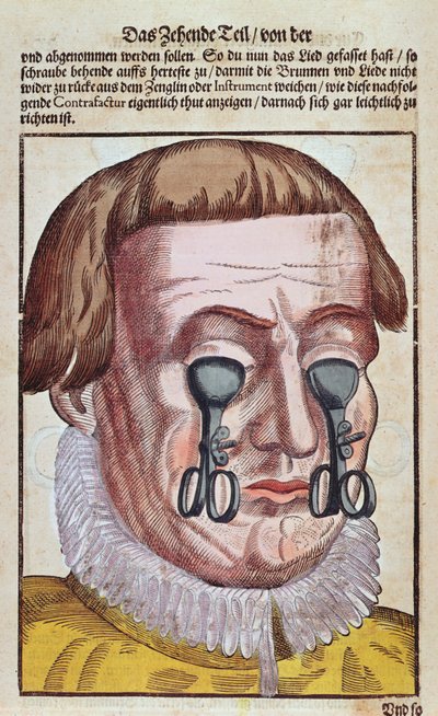Tratamiento de una afección ocular, de Ophthalmodouleia por Georg Bartisch (1535-1636) publicado en Dresde en 1583 de German School