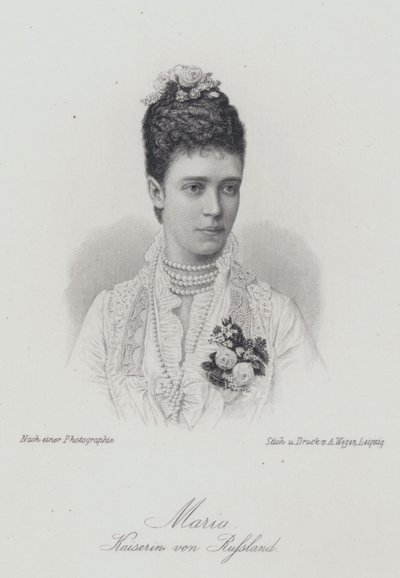 Zarina María Feodorovna, consorte del zar Alejandro III de Rusia (grabado) de German School