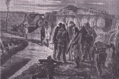 Sobre las murallas, Historia de la Guerra entre Francia y Alemania de Cassell, publicada por Cassell and Company Limited, c.1890 (litografía) de German School