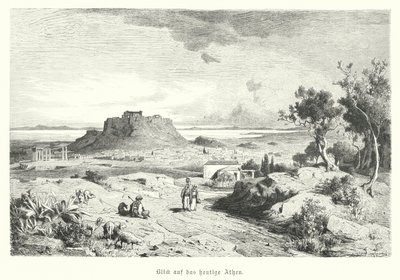 Vista de Atenas, Grecia, finales del siglo XIX (grabado) de German School