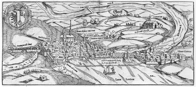 Vista de Ginebra, de Cosmographie Universelle por Sebastien Munster, Basilea, publicado en 1559 de German School