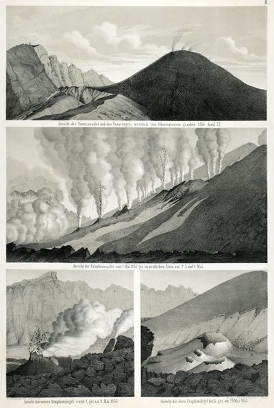 Vista del Monte Somma y el Monte Vesubio, visto desde el oeste desde el observatorio, 27 de abril de 1855 de German School