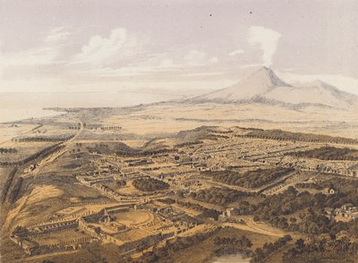 Vista de Pompeya, Campania, Italia (litografía en color) de German School
