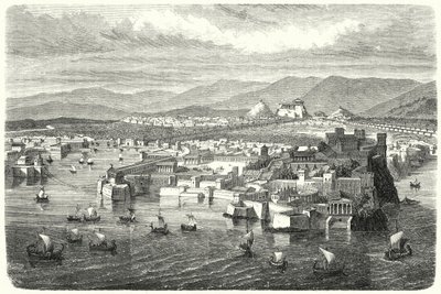 Vista de la antigua Atenas desde el Pireo de German School