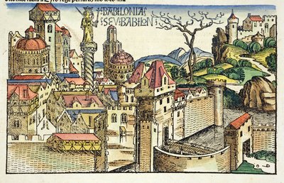 Vista de la Antigua Ciudad de Babilonia, del Crónica de Núremberg por Hartmann Schedel (1440-1514) 1493 de German School