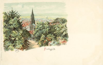 Vista de la ciudad de Friburgo, Alemania, con su catedral de German School