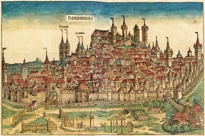 Vista de la ciudad de Núremberg, publicado en la Crónica de Núremberg, 1493 de German School