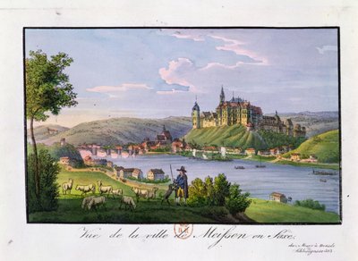 Vista de la ciudad de Meissen, lugar de nacimiento de Christian Samuel Hannemann (1755-1843) de German School