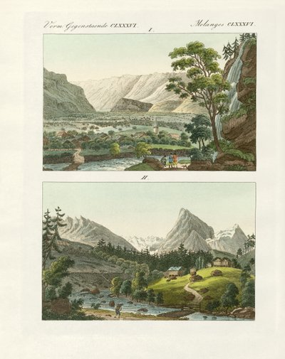 Vistas de Suiza (grabado coloreado) de German School