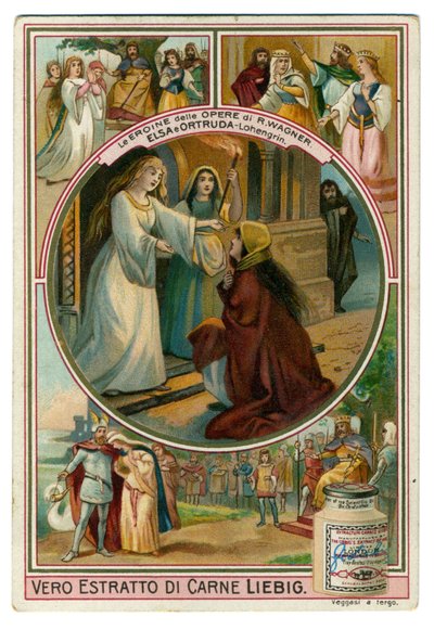 Viñeta de la ópera "Lohengrin" de Richard Wagner de German School