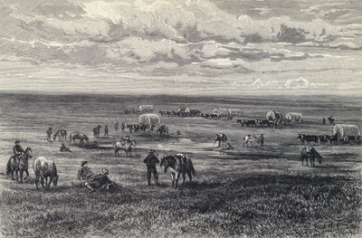 Tren de vagones en las praderas de Dakota del Sur, EE.UU. de German School