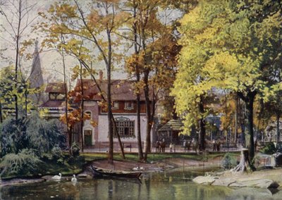 Restaurante Waldschanke, Jardín Zoológico de Berlín, Alemania (litografia en color) de German School