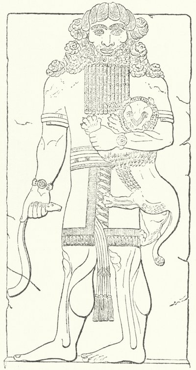 Relieve mural de Gilgamesh de las ruinas de Dur-Sharrukin, ciudad capital de los asirios en la época del rey Sargón II de German School