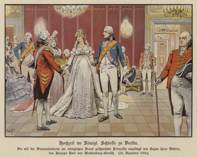 Boda del Príncipe Heredero Federico Guillermo de Prusia y la Princesa Luisa de Mecklemburgo-Strelitz en el Palacio Real, Berlín, 24 de Diciembre de 1793 de German School