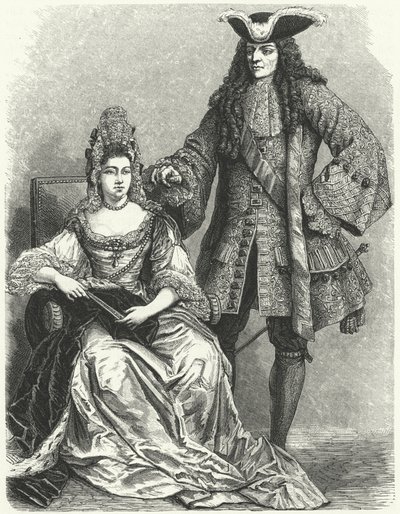 Guillermo III y María II, Rey y Reina de Inglaterra (grabado) de German School