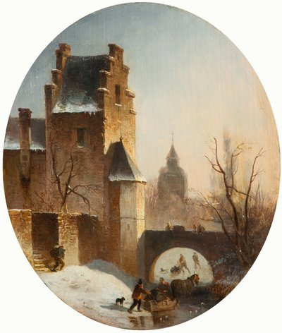 Escena de invierno de German School