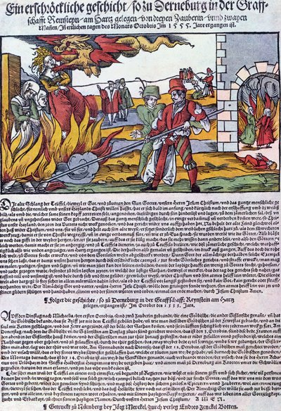 Brujas quemadas en Derneburg en 1555 de German School