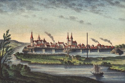 Wittenberg, capital de Chur-Sachsen, en el río Elba, 1546 de German School
