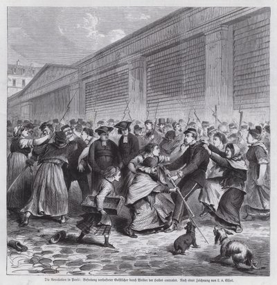 Mujeres del mercado de Les Halles liberando a miembros del clero de la cautividad, Comuna de París de German School