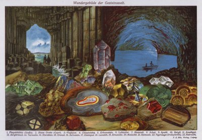 Maravillas del mundo o rocas y cristales (litografía en color) de German School
