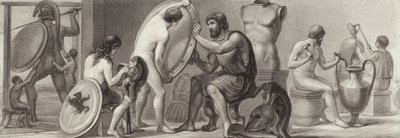 Trabajo y ocupaciones en la Antigua Grecia. Ilustración para Bilder-Atlas (grabado) de German School