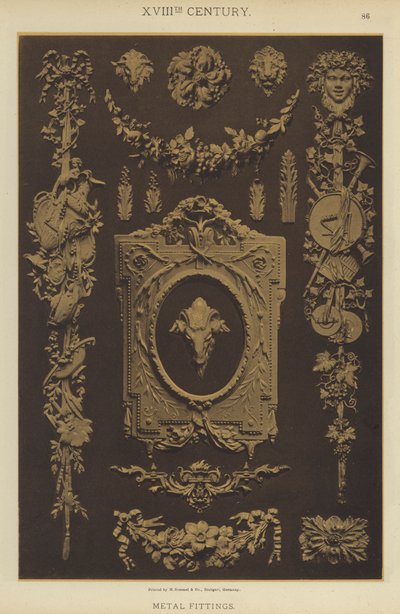 Siglo XVIII, accesorios metálicos de German School