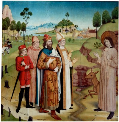 San Gil y el rey Wamba en la caza real, c. 1470-1480 de German master.