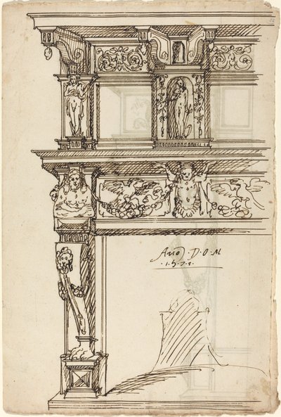 Chimenea Palaciega con Mercurio y Esperanza [recto] de German or Austrian 16th Century