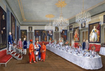 Comedor con serie de retratos de los emperadores de Habsburgo, pintura de Josef Kiss, Villa Lazarovich, residencia de Maximiliano de Habsburgo (1832-1867), temple de Germano Prosdocimi de Germano Prosdocimi